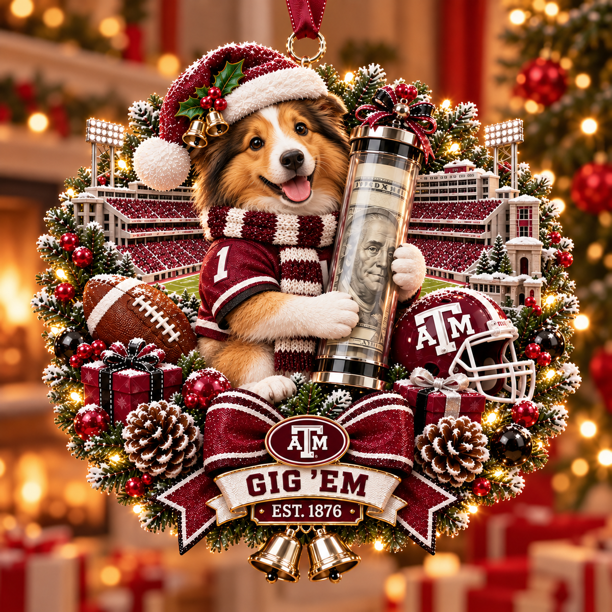College Football Money Surprise Ornament
