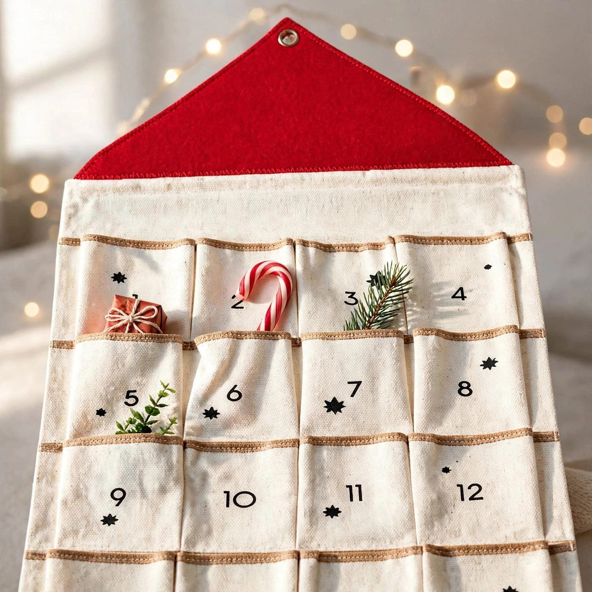 Canvas House Advent Calendar - Reusable Hanging Calendar with 24 Compartments