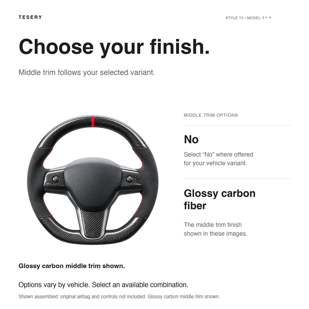 Carbon Fiber Alcantara Round Steering Wheel for Model 3 / Y【Style 15】