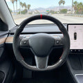 Carbon Fiber Alcantara Round Steering Wheel for Model 3 / Y【Style 15】