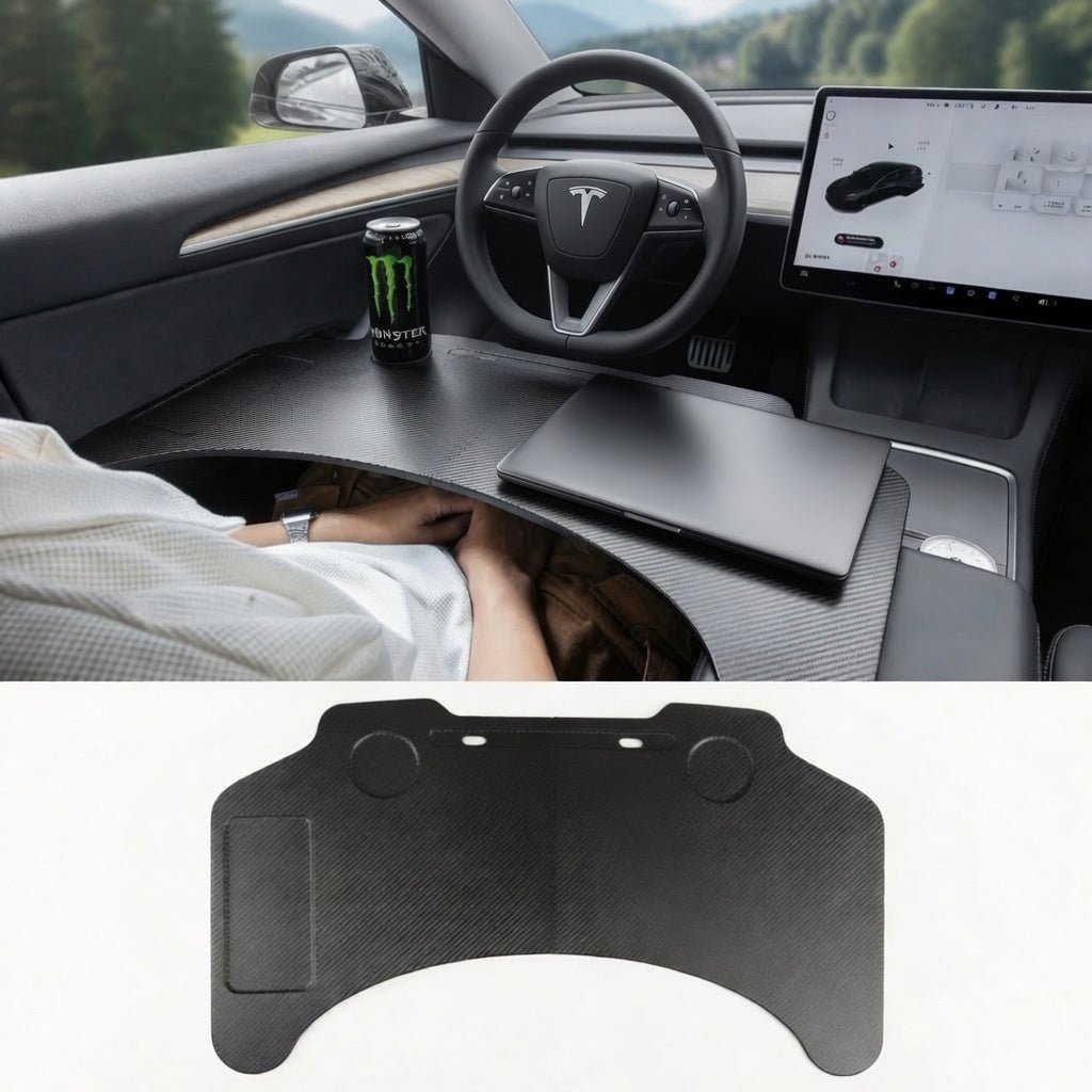Carbon Fiber Pattern Foldable Working Tray Table for Model 3 Highland & Model Y Juniper | ABS