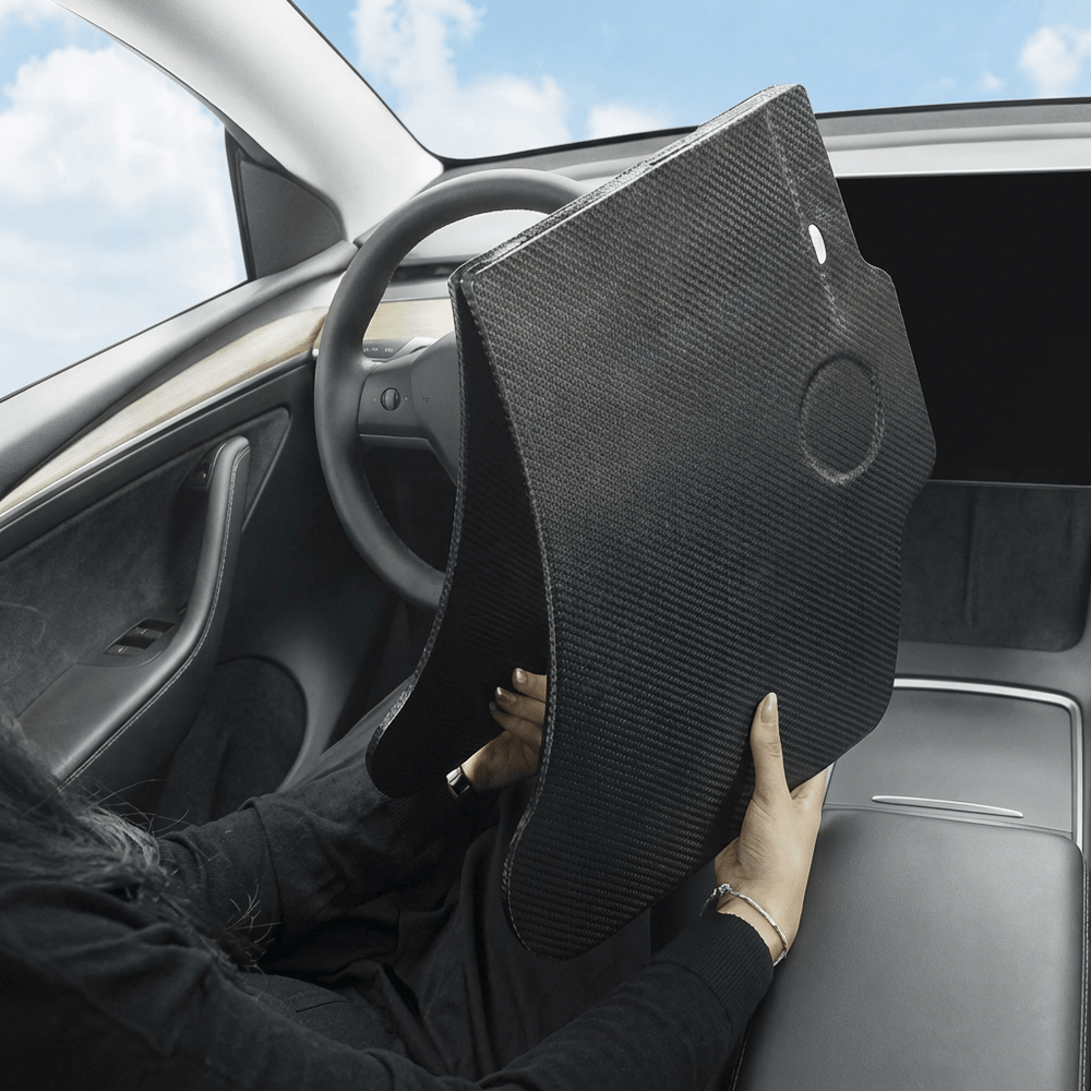 Carbon Fiber Pattern Foldable Working Tray Table for Model 3 Highland & Model Y Juniper | ABS