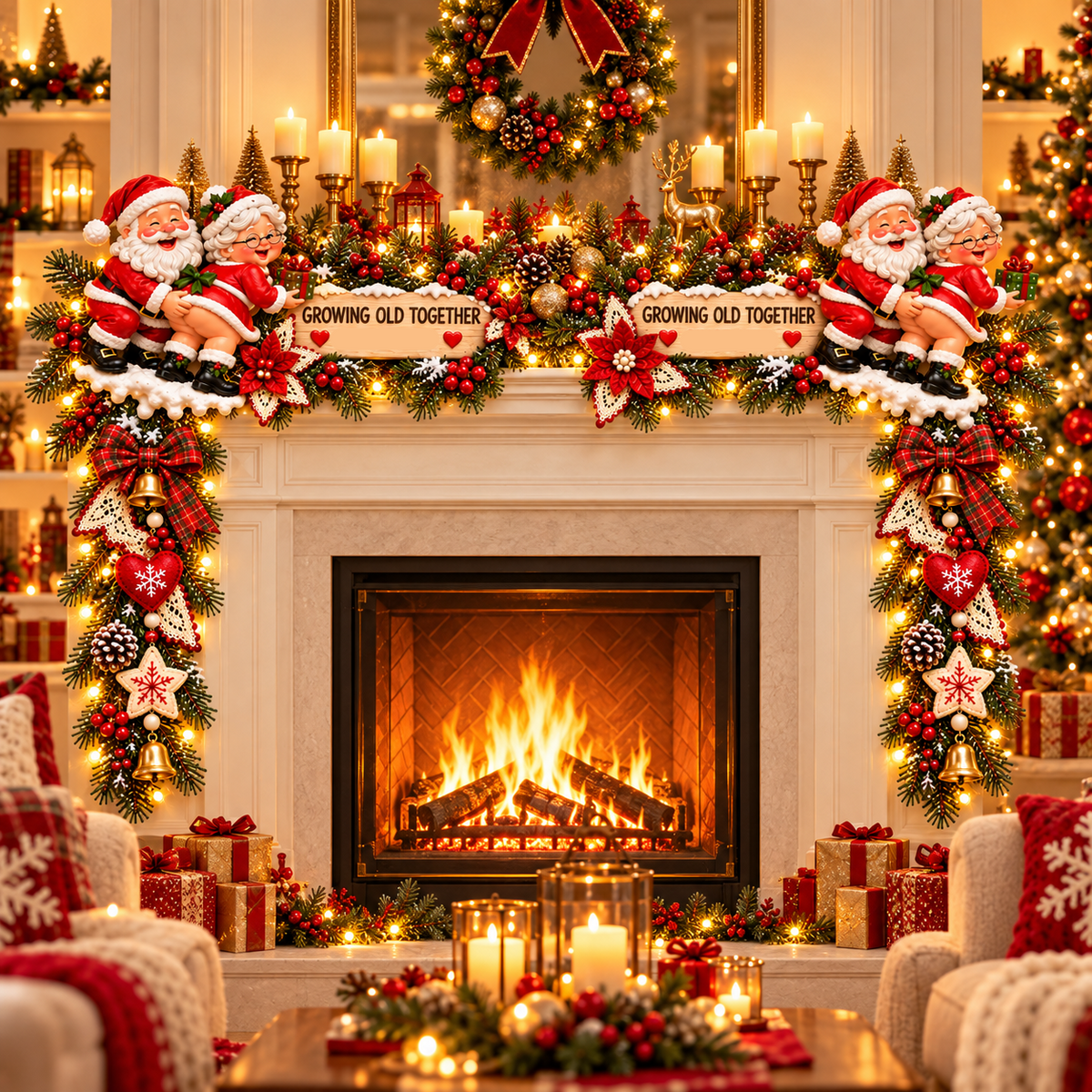 Christmas Growing Old Together Door Corner Decoration
