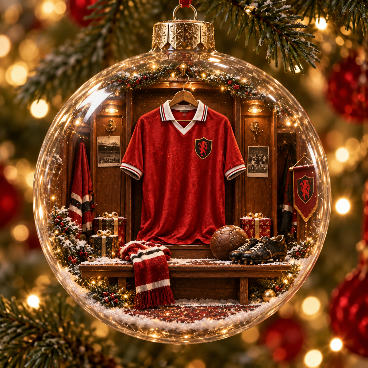 United in Red — Light-Up Football Heritage Ornament