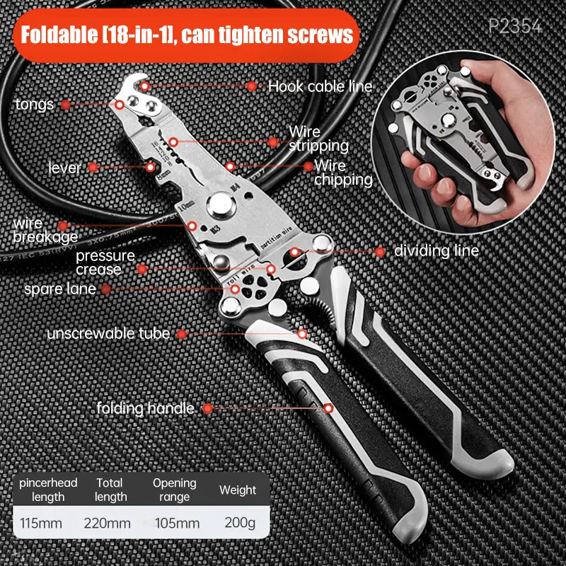 Sikunuo | Foldable 8-in-1 Wire Stripper for Electrical Work