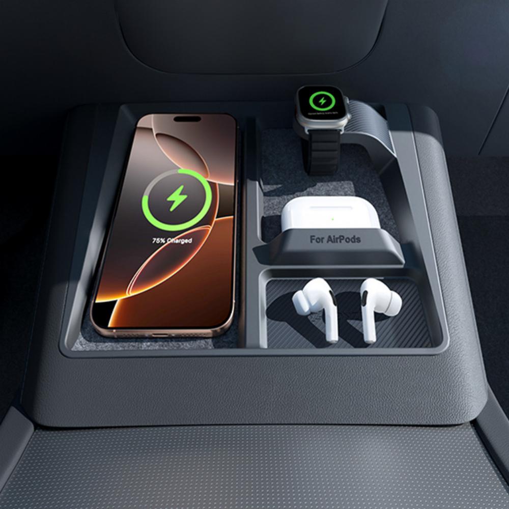 3-in-1 Wireless Charging Anti-Slip Organizer for Model 3 Highland / Model Y Juniper | Sikunuo