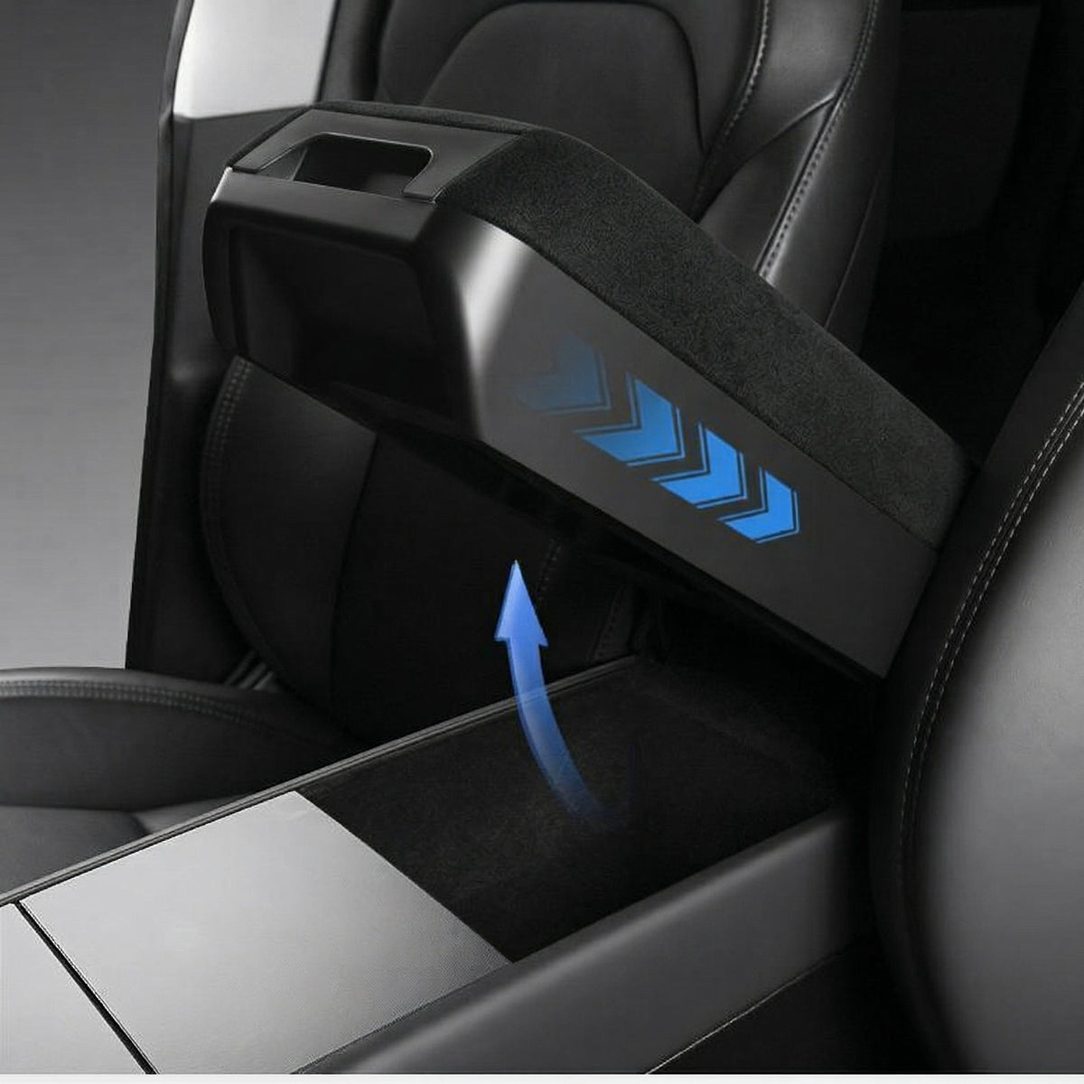 Center Console Armrest Riser with Hidden Sliding Storage for Model 3 Highland & Model Y Juniper