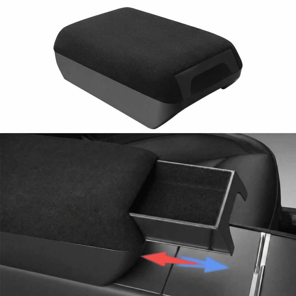 Center Console Armrest Riser with Hidden Sliding Storage for Model 3 Highland & Model Y Juniper