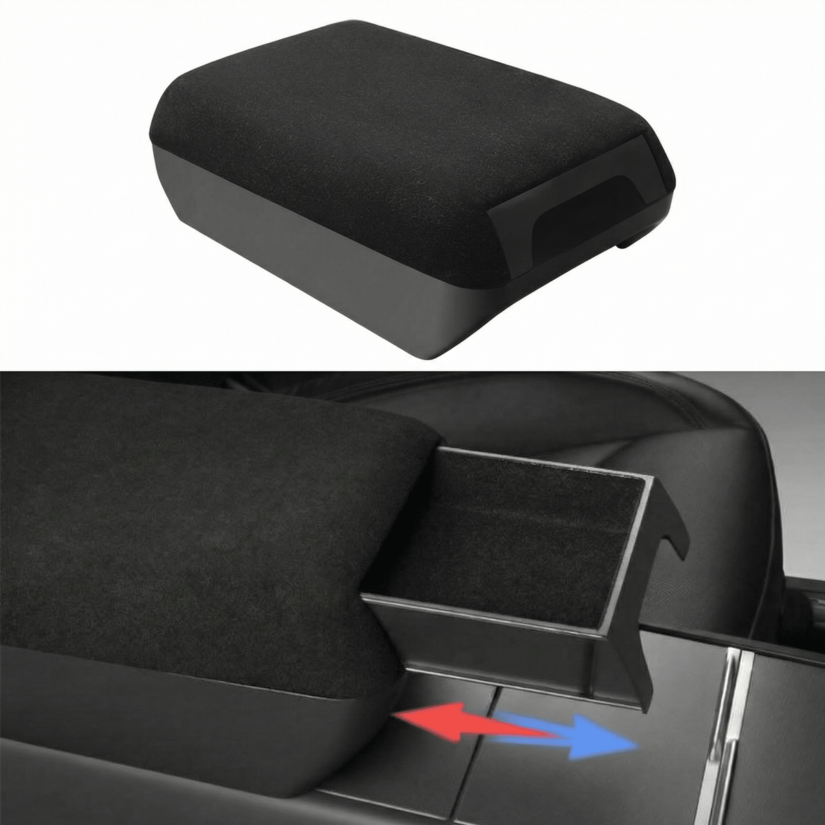 Center Console Armrest Riser with Hidden Sliding Storage for Model 3 Highland & Model Y Juniper