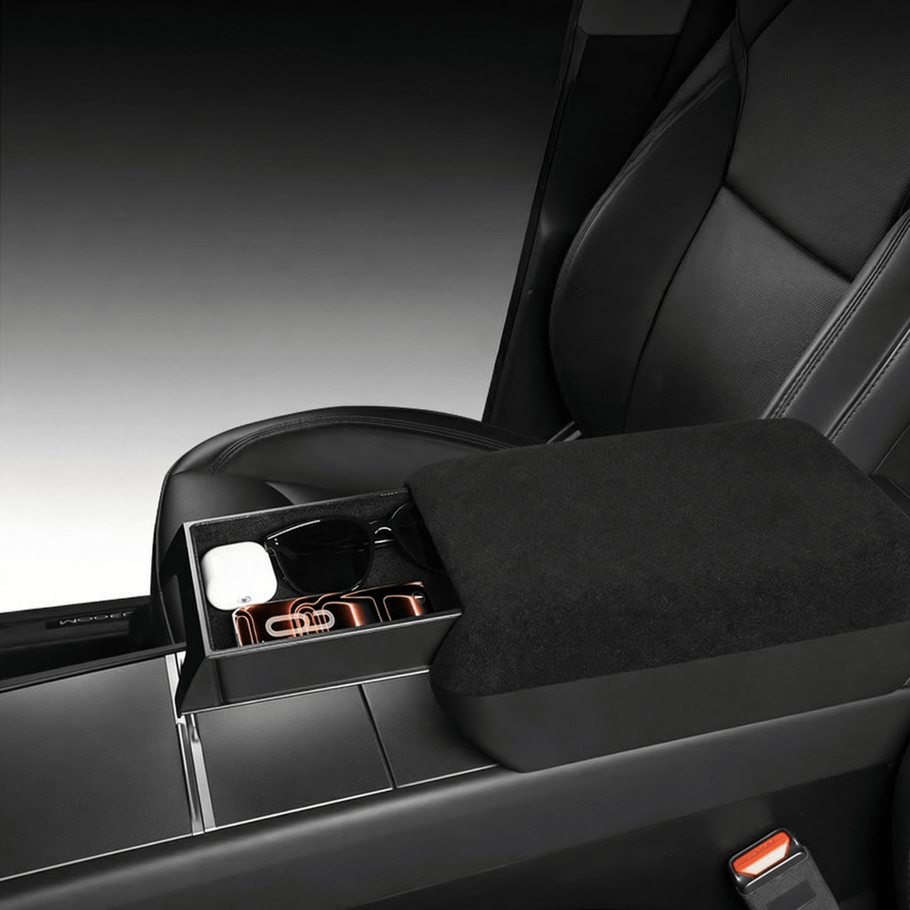 Center Console Armrest Riser with Hidden Sliding Storage for Model 3 Highland & Model Y Juniper