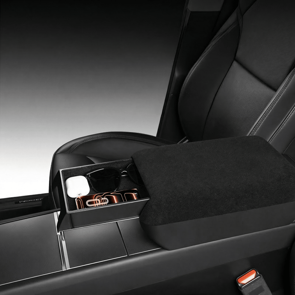 Center Console Armrest Riser with Hidden Sliding Storage for Model 3 Highland & Model Y Juniper