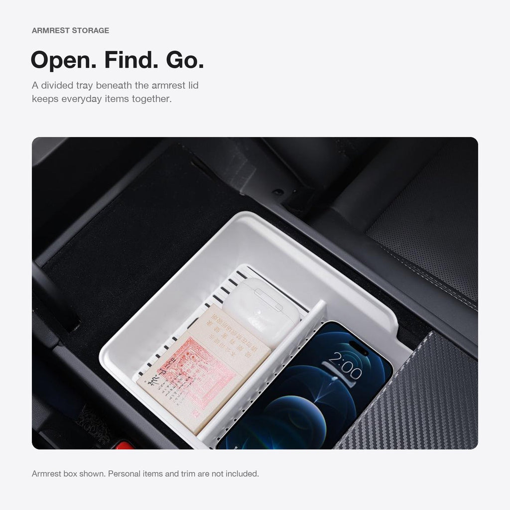 Center Console Storage Box for Model 3 Highland & Model Y Juniper | 3 Locations