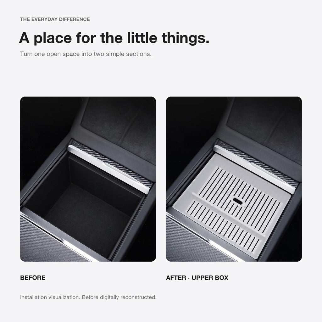Center Console Storage Box for Model 3 Highland & Model Y Juniper | 3 Locations