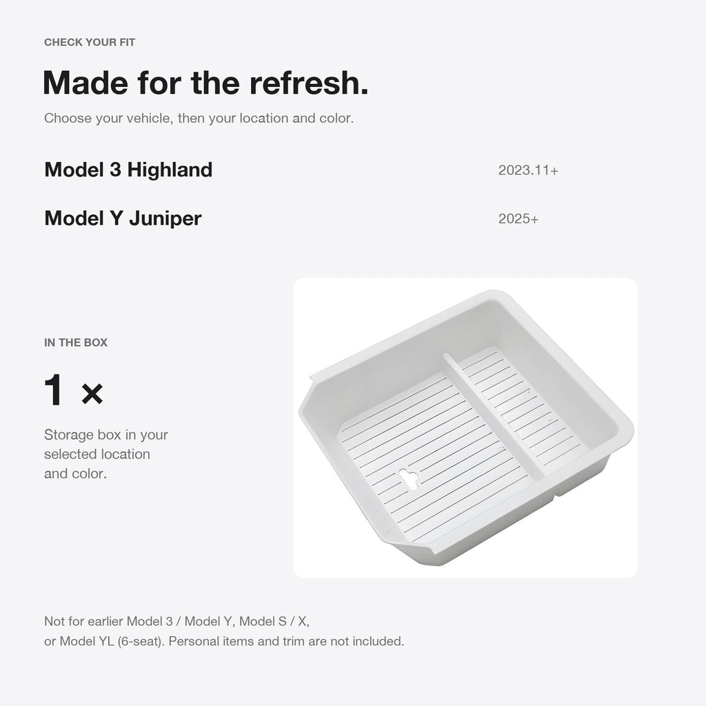Center Console Storage Box for Model 3 Highland & Model Y Juniper | 3 Locations