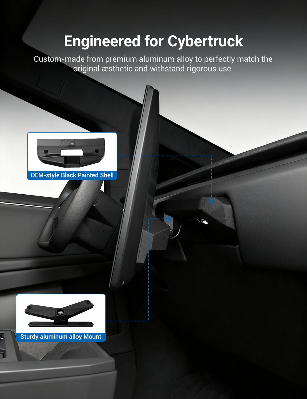 Center Screen Swivel Rotating Mount Kit for Cybertruck | Sikunuo