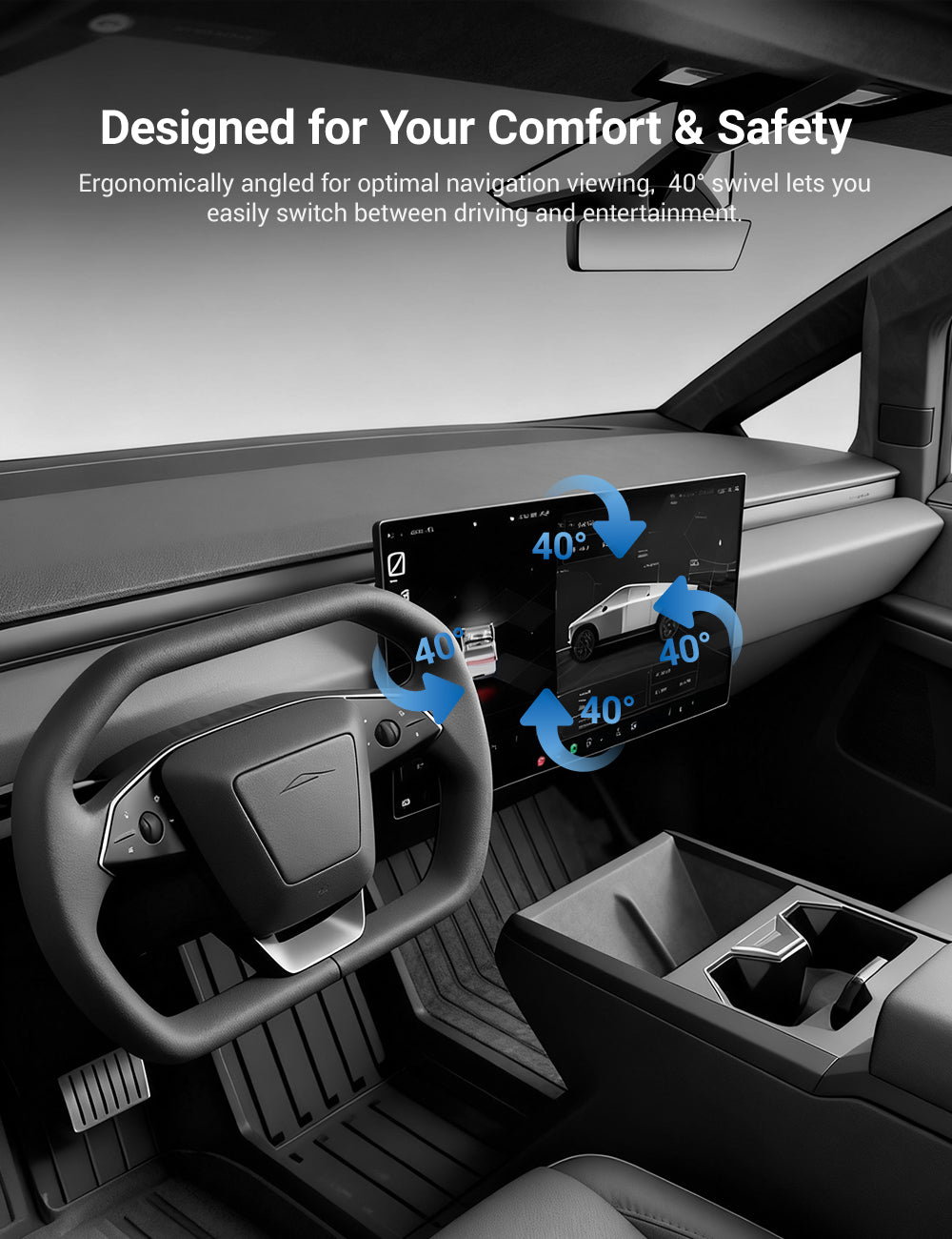 Center Screen Swivel Rotating Mount Kit for Cybertruck | Sikunuo