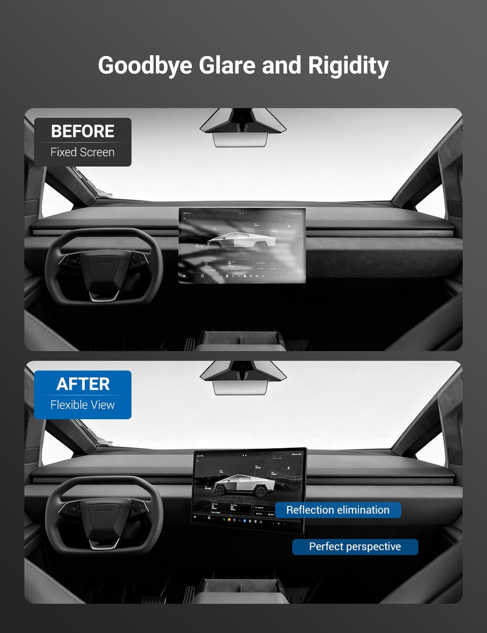 Center Screen Swivel Rotating Mount Kit for Cybertruck | Sikunuo