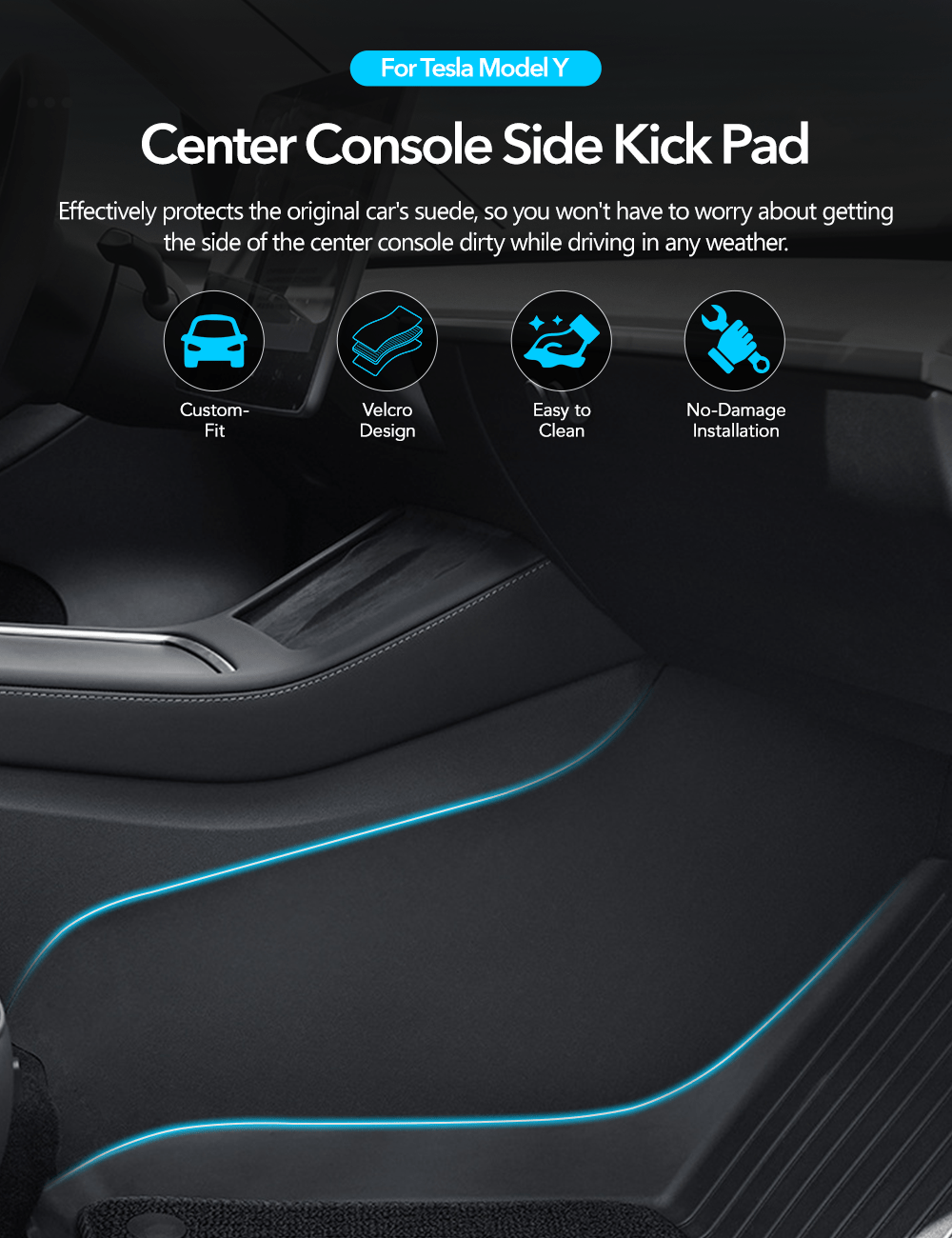 Central Control Side Kick Pad for Tesla Model Y