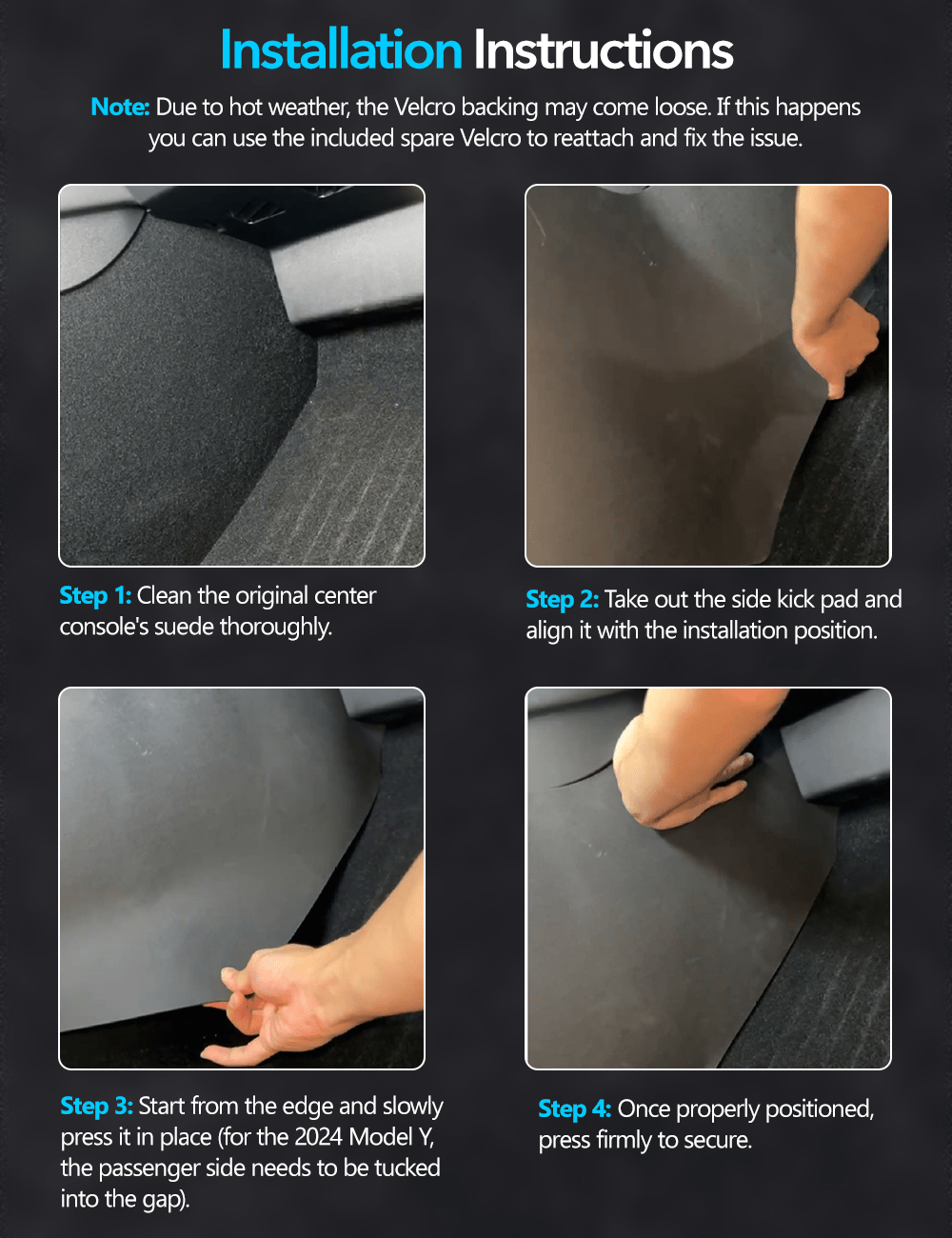 Central Control Side Kick Pad for Tesla Model Y