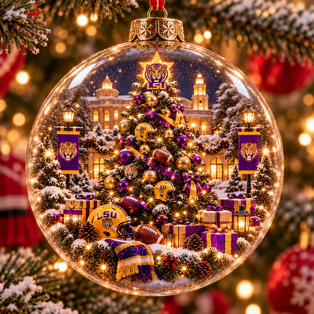 Geaux All the Way – Light-Up College Football Christmas Globe Ornament