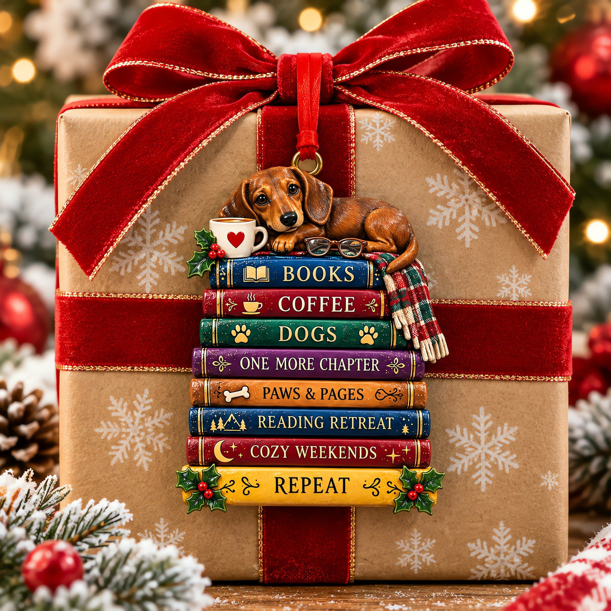 Stacked Book Keepsake Ornament