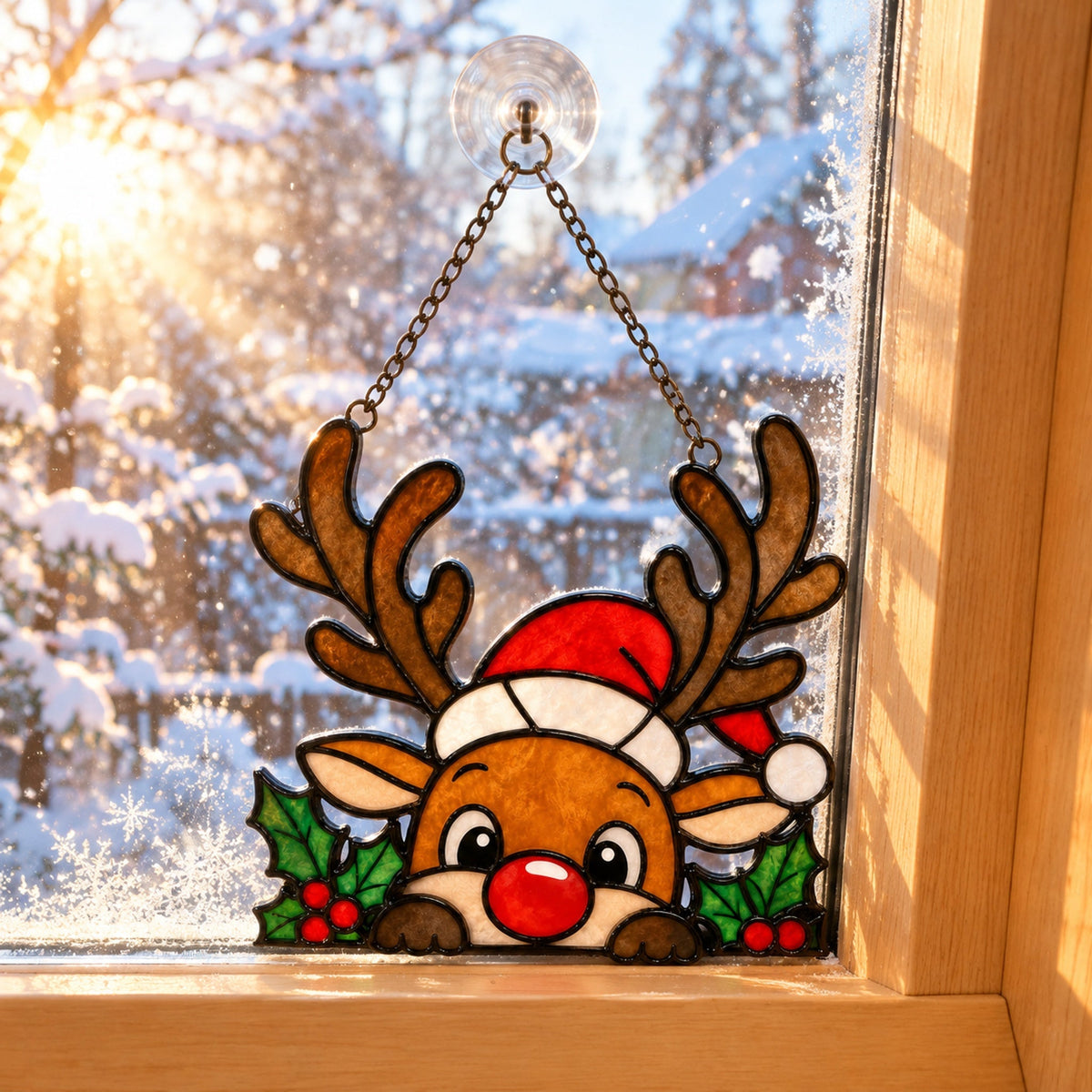 Christmas Peeking Window Corner Decor