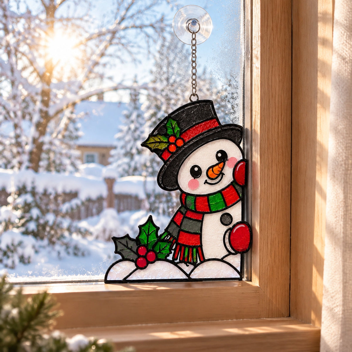 Christmas Peeking Window Corner Decor