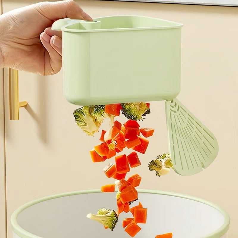 Sikunuo | Corner drain basket with suction cup – With floor flap for touch-free disposal