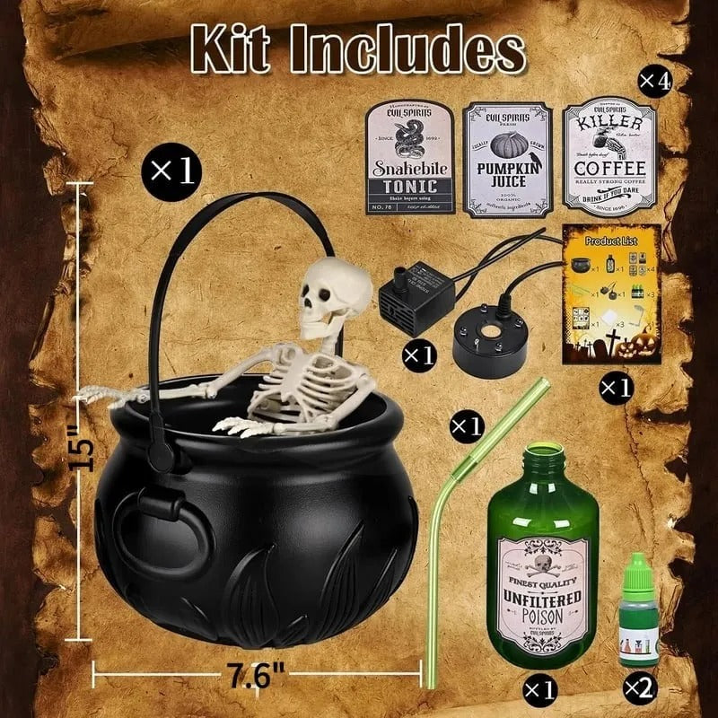 Sikunuo | Cauldron decoration – with floating magic bottle & fog effect