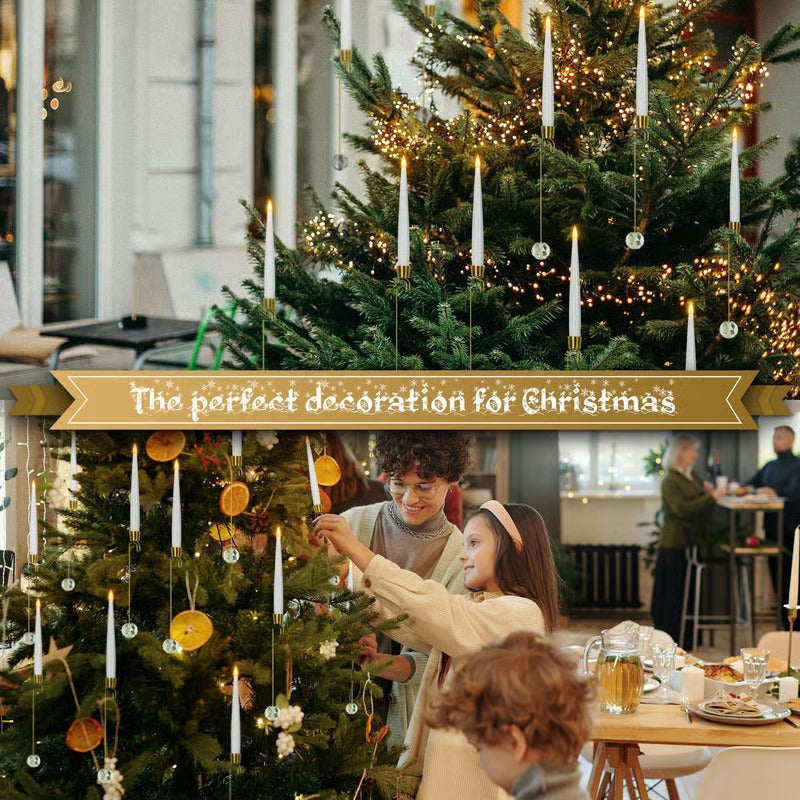 Sikunuo | LED Christmas tree candles with crystal ball – Realistic flame effect