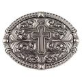 Cross Floral Engraved Western Belt Buckle