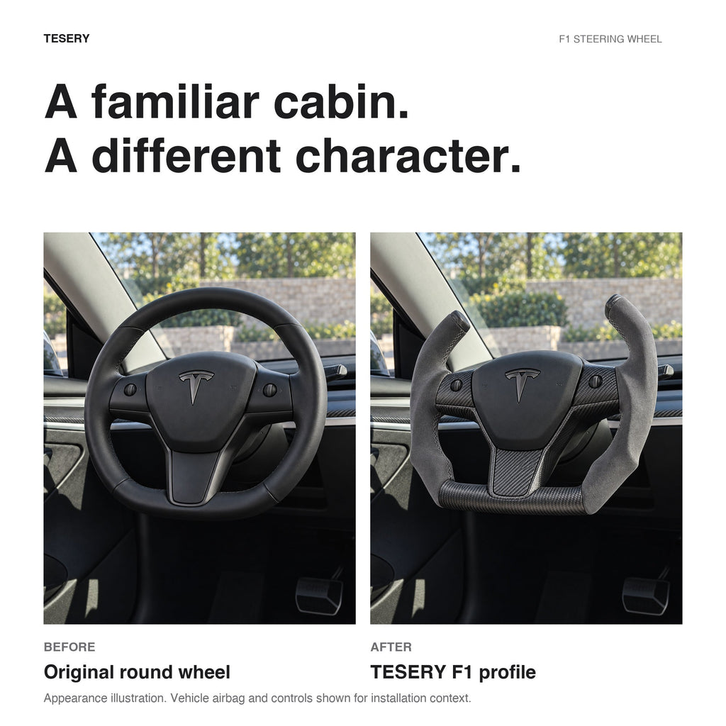 Custom Carbon Fiber Steering Wheel for Tesla Model 3 / Y【F1 Style】
