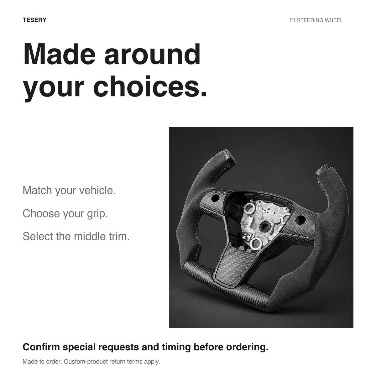 Custom Carbon Fiber Steering Wheel for Tesla Model 3 / Y【F1 Style】