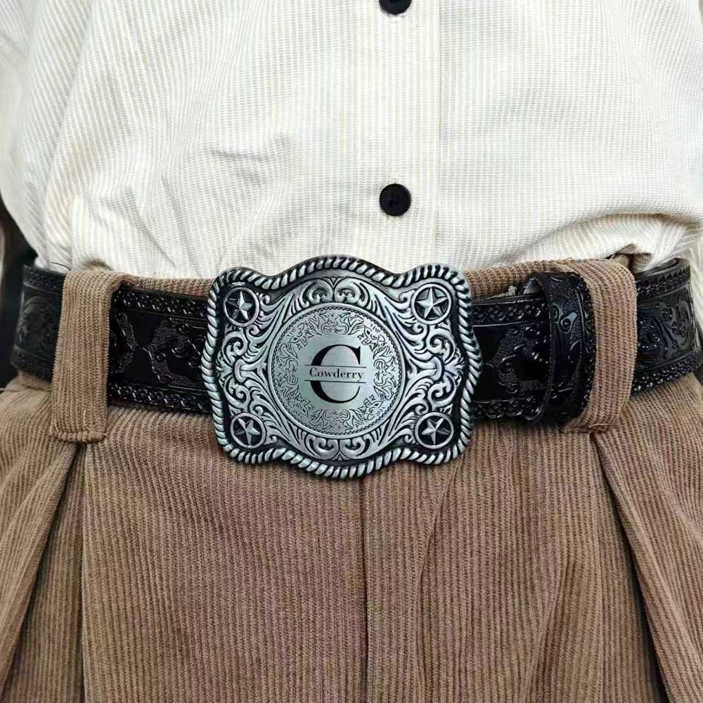 Custom Western Belt Buckle with Name and Initial