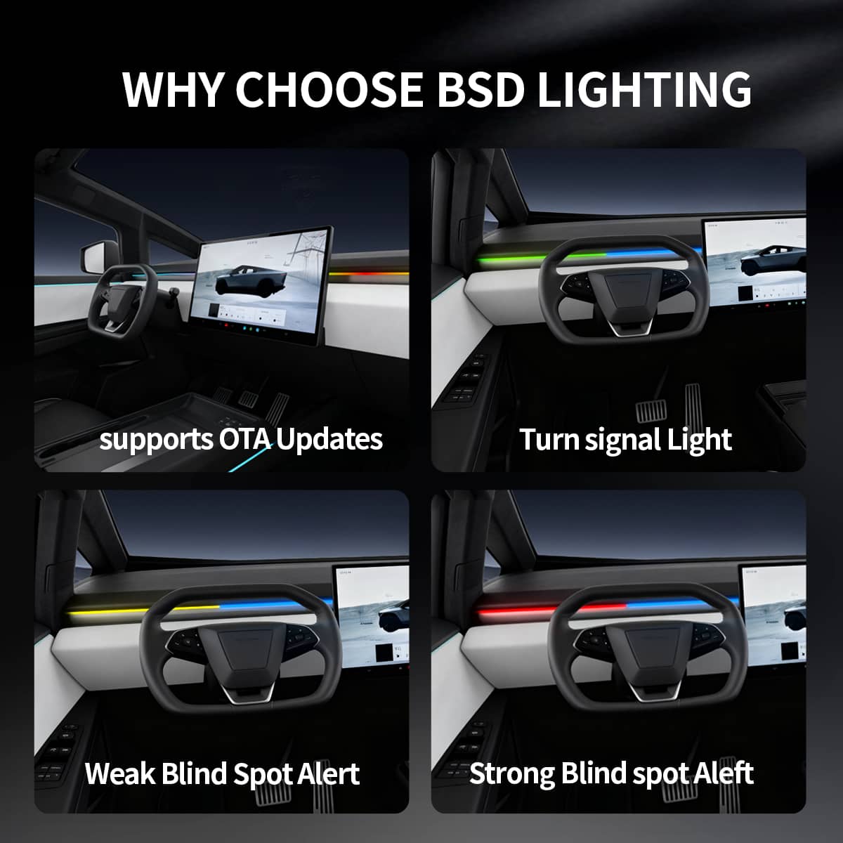 Cybertruck Smart BSD Blind Spot LED Ambient Lighting Kit | Sikunuo
