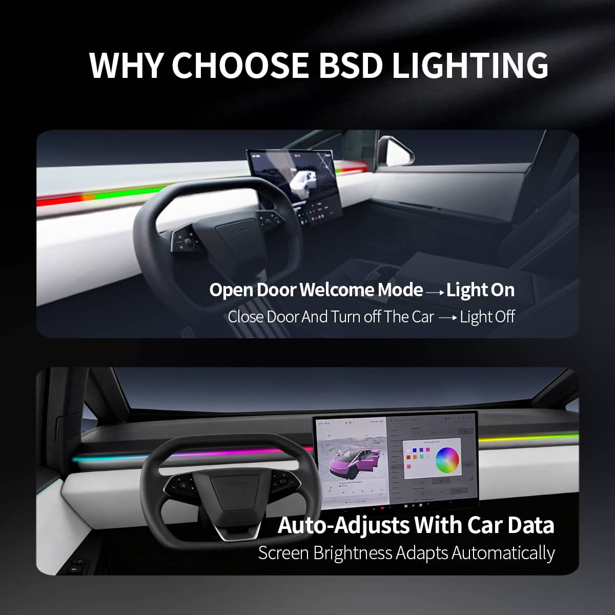 Cybertruck Smart BSD Blind Spot LED Ambient Lighting Kit | Sikunuo