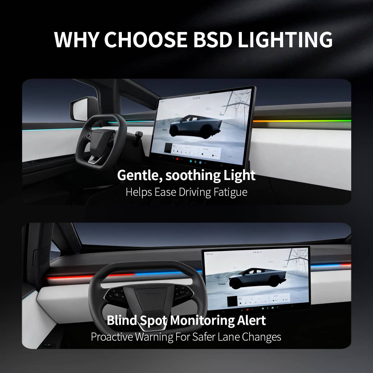 Cybertruck Smart BSD Blind Spot LED Ambient Lighting Kit | Sikunuo