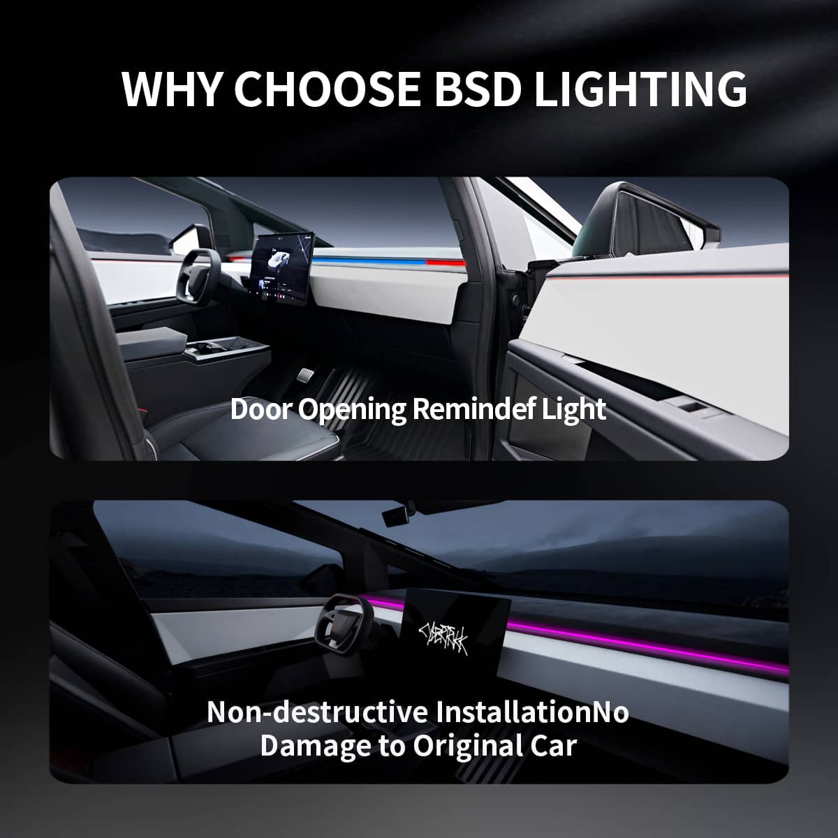 Cybertruck Smart BSD Blind Spot LED Ambient Lighting Kit | Sikunuo