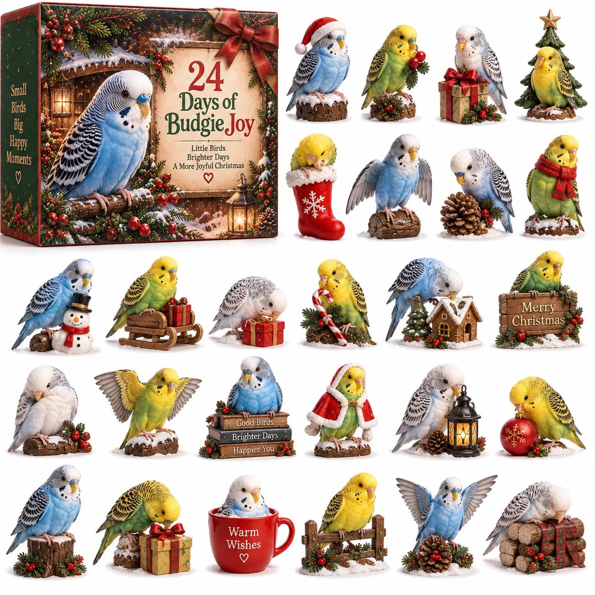 24 Days of Budgie Bliss – 24 small birds, 24 big personalities