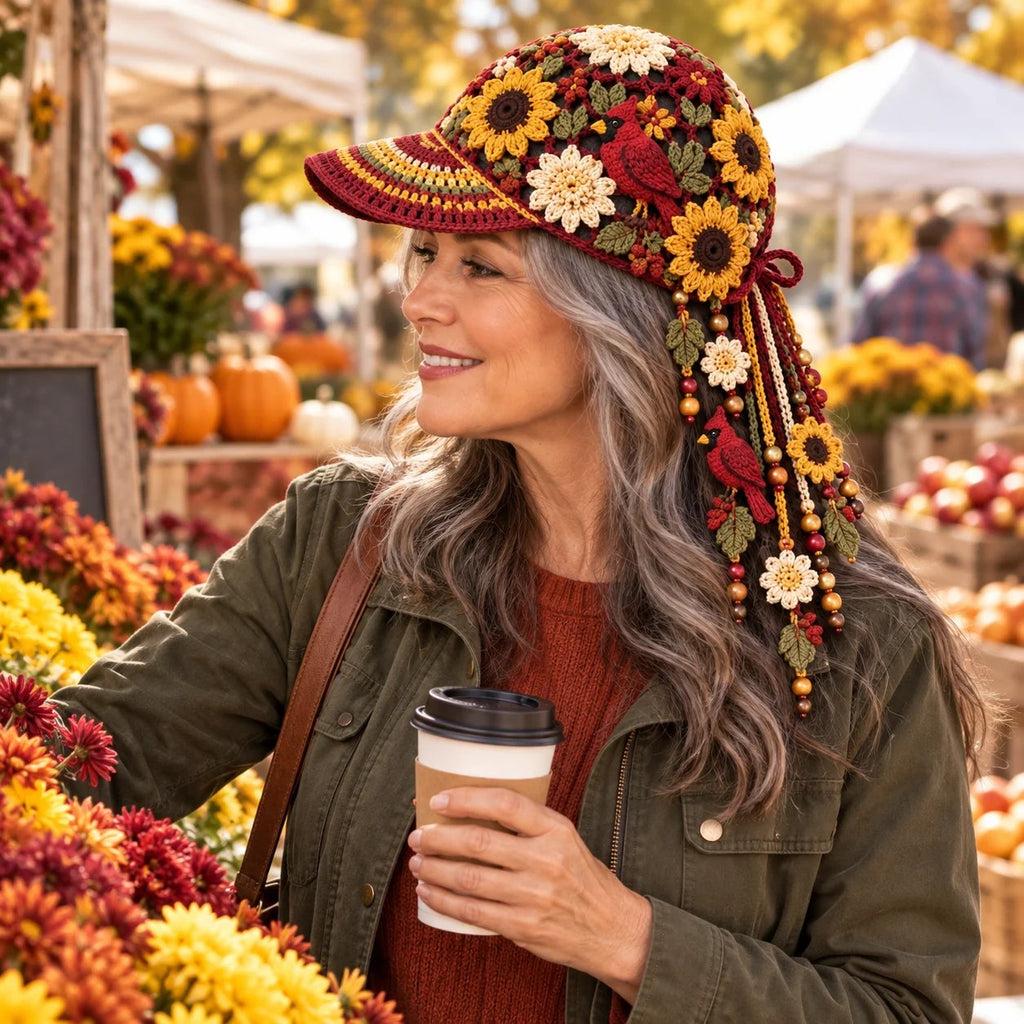 Women’s Handmade Crochet Autumn Baseball Cap