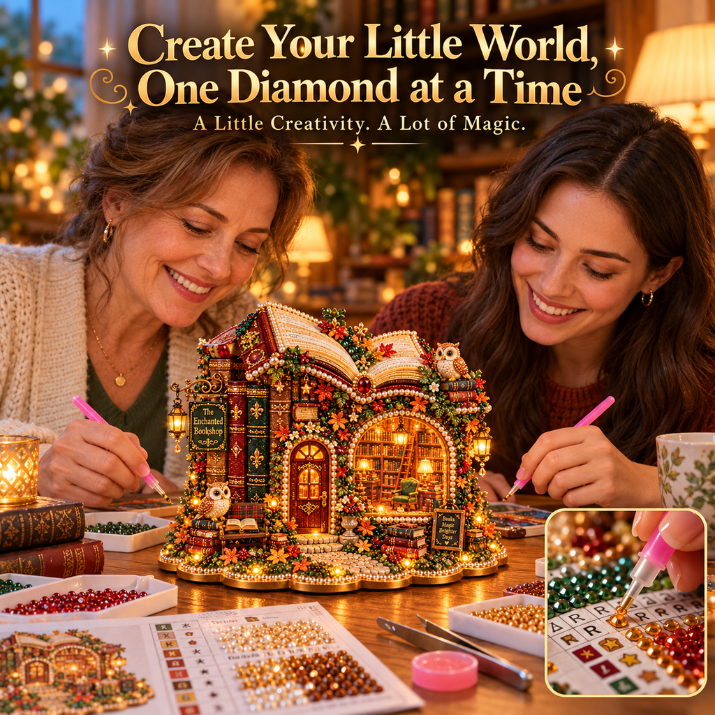 Owl's Enchanted Village – DIY 3D Diamond Art Decoration Kit