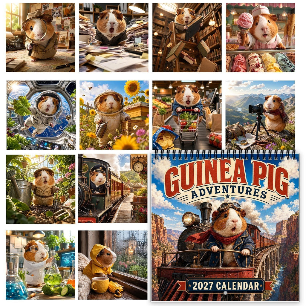 2027 Cute Guinea Pig Adventures Wall Calendar