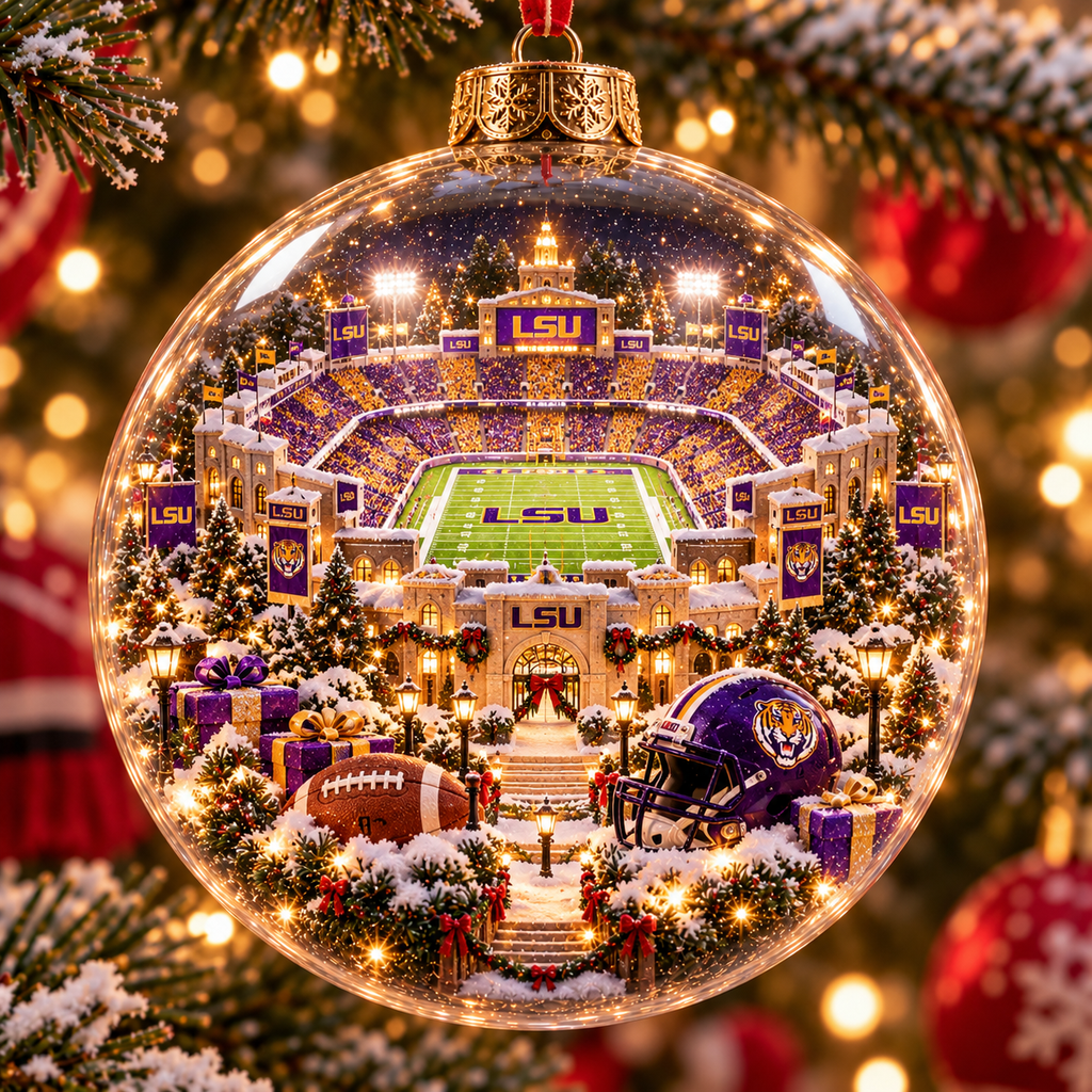 Geaux All the Way – Light-Up College Football Christmas Globe Ornament