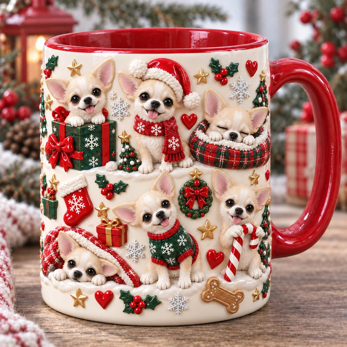 Chihuahua Cream Silly Moment Christmas Accent Mug