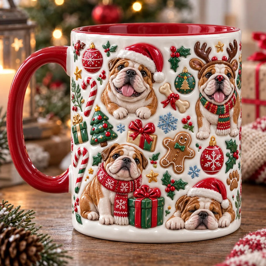 Bulldog Christmas Accent Mug