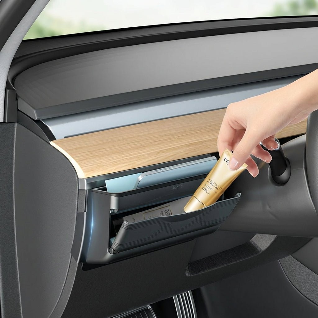 Dashboard Side Organizer for Tesla Model Y Juniper 2025+ LHD – Mini Glove Box Storage