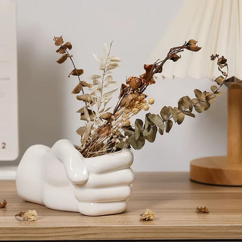 Sikunuo | Artistic Hand Gesture Ceramic Tabletop Flower Vase