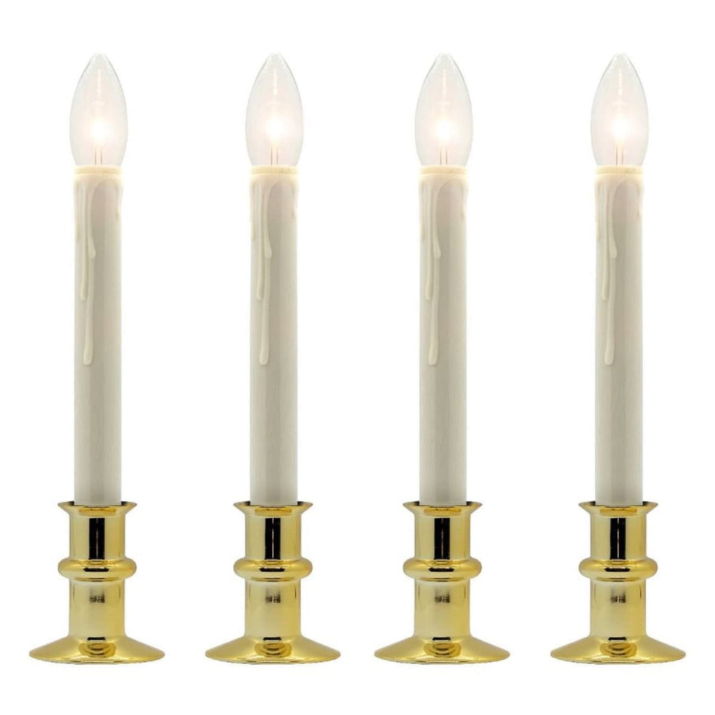 Wireless Window Candles with Remote Control and Timer - Set of 4, Brass