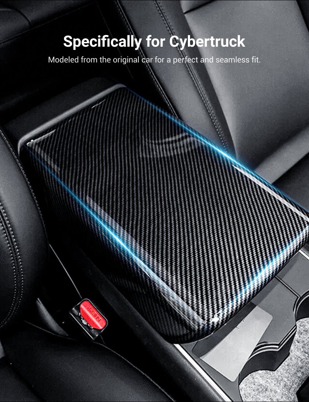 Dry Carbon Fiber Armrest Box Trim Cover for Cybertrunk
