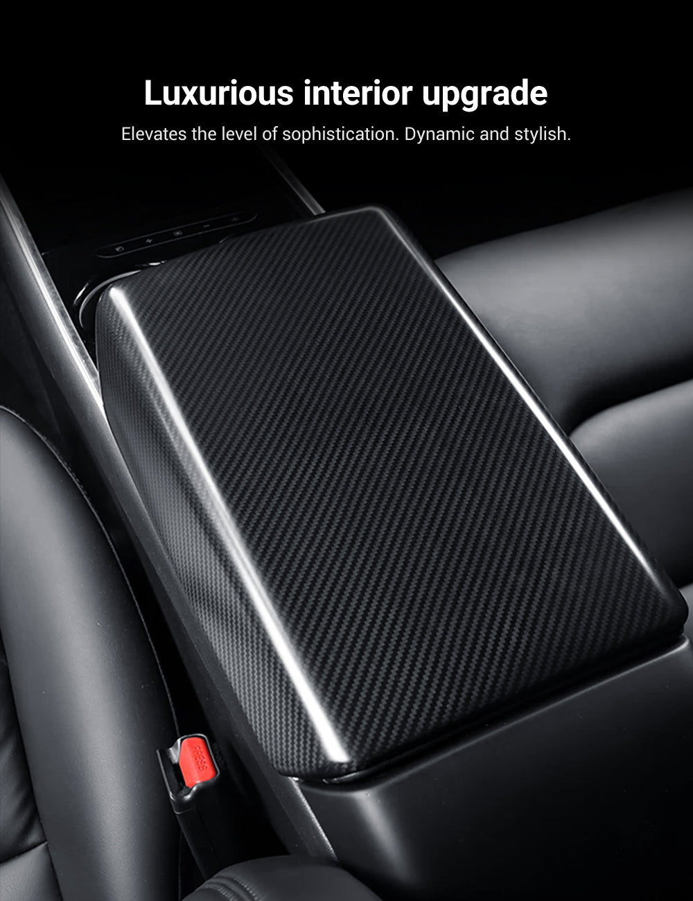 Dry Carbon Fiber Armrest Box Trim Cover for Cybertrunk